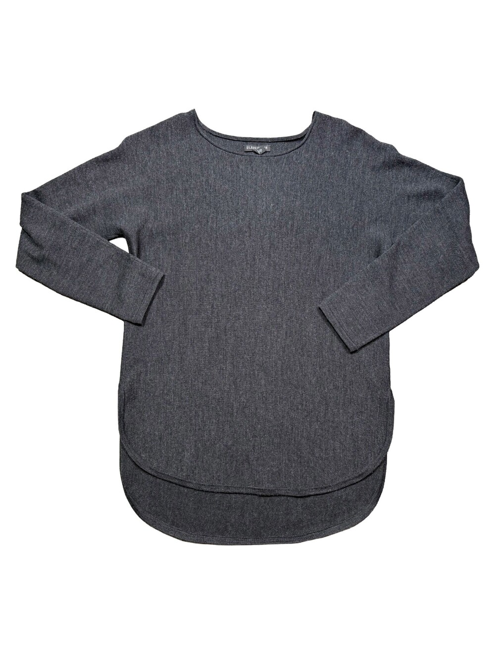 Eileen Fisher XS Gray 100% Merino Wool Long Sleeve Tunic Sweater High Low Hem